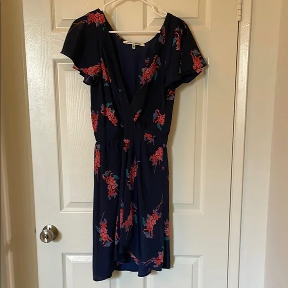 Urban Outfitters Collective Concepts Blue Floral V-Neck Dress Sz M - Picture 2 of 10